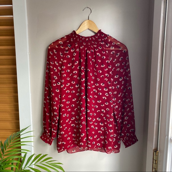 Madewell Smocked-Neck Ruffle Top - Picture 2 of 6